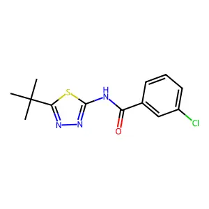 N-(5-tert-butyl-1,3,4-thiadiazol-2-yl)-3-chlorobenzamide structure