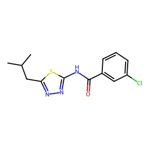 3-chloro-N-(5-isobutyl-1,3,4-thiadiazol-2-yl)benzamide structure