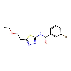3-bromo-N-[5-(2-ethoxyethyl)-1,3,4-thiadiazol-2-yl]benzamide structure