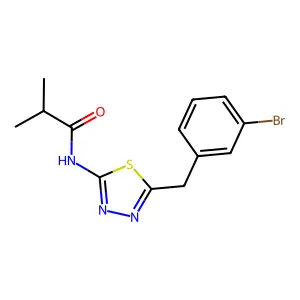 N-[5-(3-bromobenzyl)-1,3,4-thiadiazol-2-yl]-2-methylpropanamide structure
