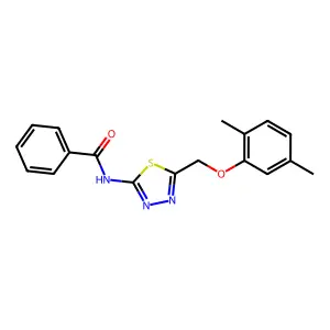 N-{5-[(2,5-dimethylphenoxy)methyl]-1,3,4-thiadiazol-2-yl}benzamide structure