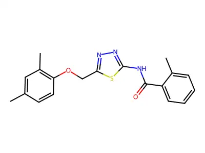 N-[5-[(2,4-dimethylphenoxy)methyl]-1,3,4-thiadiazol-2-yl]-2-methylbenzamide structure