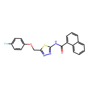 N-[5-[(4-fluorophenoxy)methyl]-1,3,4-thiadiazol-2-yl]naphthalene-1-carboxamide structure