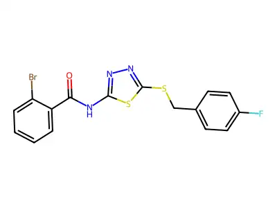 2-bromo-N-{5-[(4-fluorobenzyl)sulfanyl]-1,3,4-thiadiazol-2-yl}benzamide structure