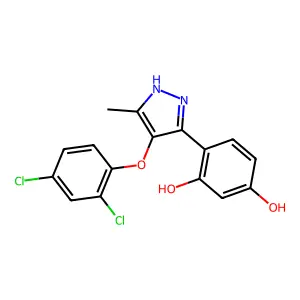 4-[4-(2,4-dichlorophenoxy)-5-methyl-1H-pyrazol-3-yl]benzene-1,3-diol structure