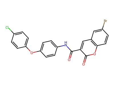6-bromo-N-[4-(4-chlorophenoxy)phenyl]-2-oxo-2H-chromene-3-carboxamide structure