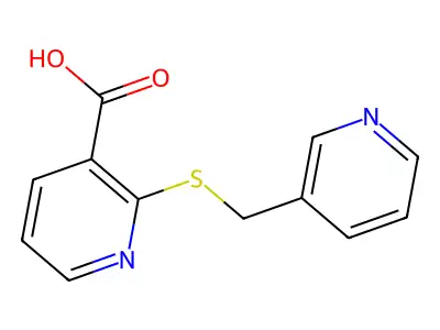 2-[(Pyridin-3-ylmethyl)sulfanyl]pyridine-3-carboxylic acid structure