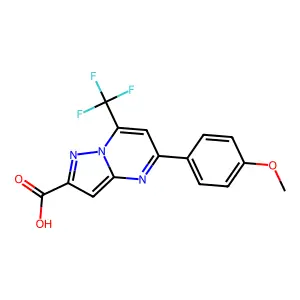 5-(4-methoxyphenyl)-7-(trifluoromethyl)pyrazolo[1,5-a]pyrimidine-2-carboxylic acid structure