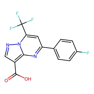 5-(4-fluorophenyl)-7-(trifluoromethyl)pyrazolo[1,5-a]pyrimidine-3-carboxylic acid structure