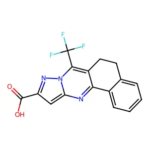 7-(trifluoromethyl)-5,6-dihydrobenzo[h]pyrazolo[5,1-b]quinazoline-10-carboxylic acid structure