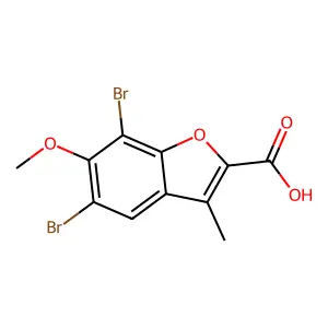 5,7-Dibromo-6-methoxy-3-methyl-2-benzofurancarboxylic acid structure
