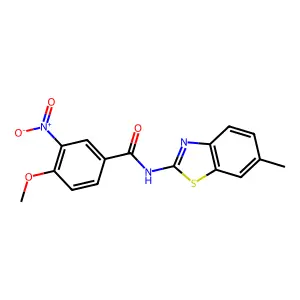 4-methoxy-N-(6-methyl-1,3-benzothiazol-2-yl)-3-nitrobenzamide structure