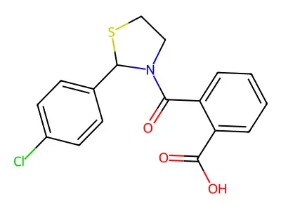 2-(2-(4-Chlorophenyl)thiazolidine-3-carbonyl)benzoic acid structure