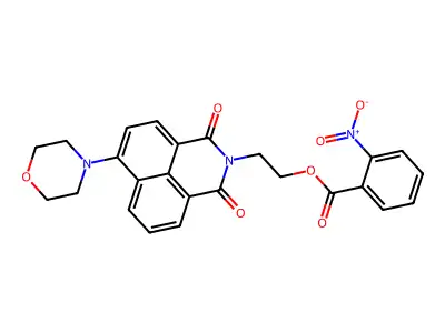 2-(6-morpholino-1,3-dioxo-1H-benzo[de]isoquinolin-2(3H)-yl)ethyl 2-nitrobenzoate structure