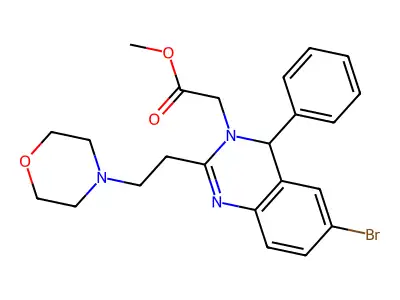 methyl {6-bromo-2-[2-(morpholin-4-yl)ethyl]-4-phenylquinazolin-3(4H)-yl}acetate structure
