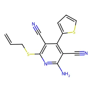 2-(Allylthio)-6-amino-4-(thiophen-2-yl)pyridine-3,5-dicarbonitrile structure