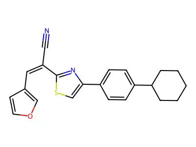 (Z)-2-(4-(4-cyclohexylphenyl)thiazol-2-yl)-3-(furan-3-yl)acrylonitrile structure