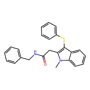 N-Benzyl-2-[1-methyl-3-(phenylsulfanyl)-1H-indol-2-yl]acetamide structure