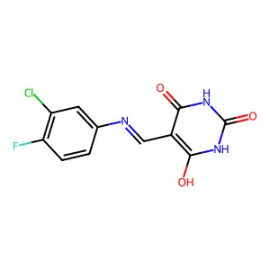 5-[(3-Chloro-4-fluoro-phenylamino)-methylene]-pyrimidine-2,4,6-trione structure