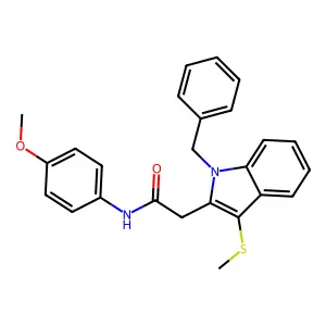 2-(1-benzyl-3-methylsulfanylindol-2-yl)-N-(4-methoxyphenyl)acetamide structure