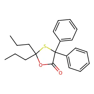 4,4-Diphenyl-2,2-dipropyl-1,3-oxathiolan-5-one structure