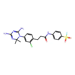 4-[[3-[2-Chloro-4-(4,6-diamino-2,2-dimethyl-1,3,5-triazin-1(2H)-yl)phenyl]-1-oxopropyl]amino]benzenesulfonyl fluoride structure