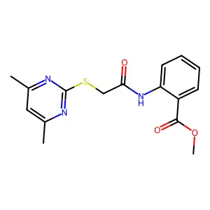 Methyl 2-[[2-(4,6-dimethylpyrimidin-2-yl)sulfanylacetyl]amino]benzoate structure