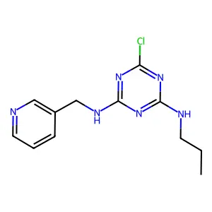 6-chloro-N-propyl-N'-(pyridin-3-ylmethyl)-1,3,5-triazine-2,4-diamine structure