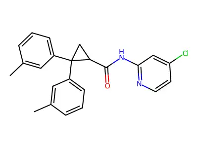 N-(4-chloropyridin-2-yl)-2,2-bis(3-methylphenyl)cyclopropane-1-carboxamide structure