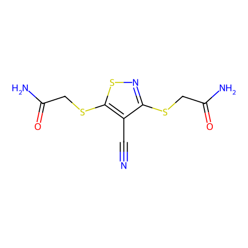2,2'-[(4-Cyano-1,2-thiazole-3,5-diyl)disulfanediyl]diacetamide structure