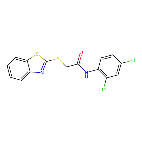 2-(1,3-benzothiazol-2-ylsulfanyl)-N-(2,4-dichlorophenyl)acetamide structure