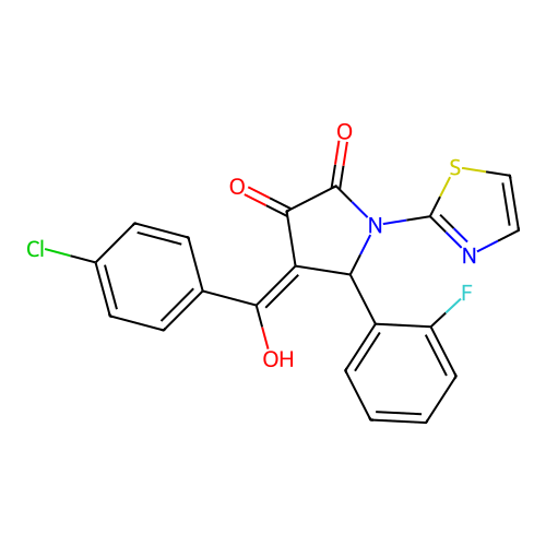 4-(4-chlorobenzoyl)-5-(2-fluorophenyl)-3-hydroxy-1-(thiazol-2-yl)-1H-pyrrol-2(5H)-one structure