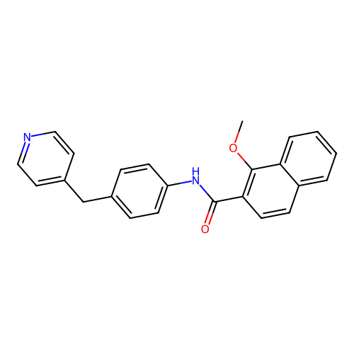 1-methoxy-N-[4-(pyridin-4-ylmethyl)phenyl]-2-naphthalenecarboxamide structure