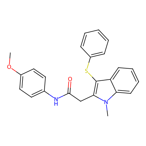 N-(4-methoxyphenyl)-2-[1-methyl-3-(phenylsulfanyl)-1H-indol-2-yl]acetamide structure