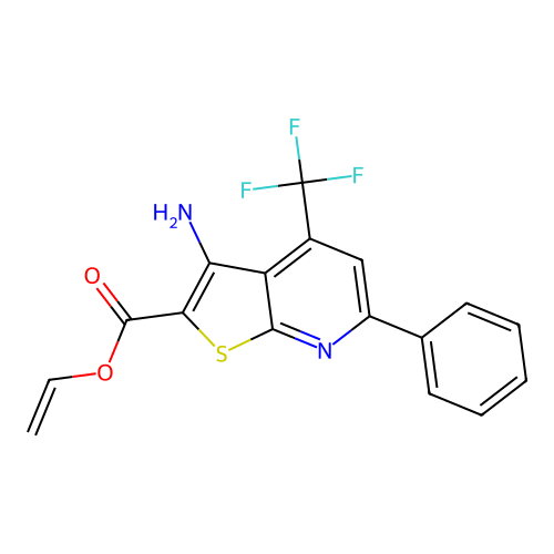 Ethenyl 3-amino-6-phenyl-4-(trifluoromethyl)thieno[2,3-b]pyridine-2-carboxylate structure