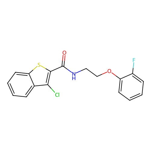 3-chloro-N-[2-(2-fluorophenoxy)ethyl]-1-benzothiophene-2-carboxamide structure