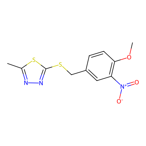 2-[(4-Methoxy-3-nitrobenzyl)sulfanyl]-5-methyl-1,3,4-thiadiazole structure