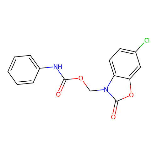 (6-chloro-2-oxo-1,3-benzoxazol-3(2H)-yl)methyl phenylcarbamate structure