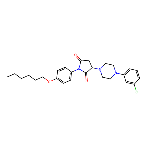 3-[4-(3-Chlorophenyl)piperazin-1-yl]-1-[4-(hexyloxy)phenyl]pyrrolidine-2,5-dione structure