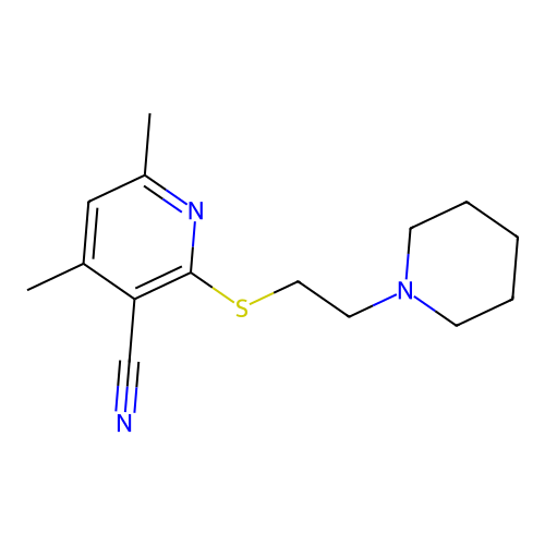 4,6-Dimethyl-2-(2-piperidylethylthio)pyridine-3-carbonitrile structure