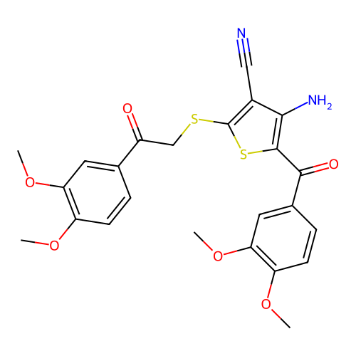 4-amino-5-(3,4-dimethoxybenzoyl)-2-((2-(3,4-dimethoxyphenyl)-2-oxoethyl)thio)thiophene-3-carbonitrile structure