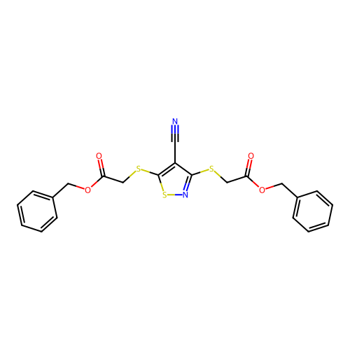 Dibenzyl 2,2'-[(4-cyano-3,5-isothiazolediyl)bis(thio)]diacetate structure