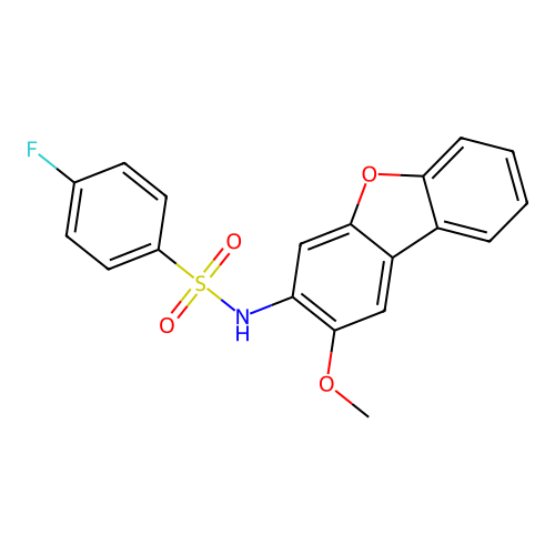 4-fluoro-N-(2-methoxydibenzo[b,d]furan-3-yl)benzenesulfonamide structure