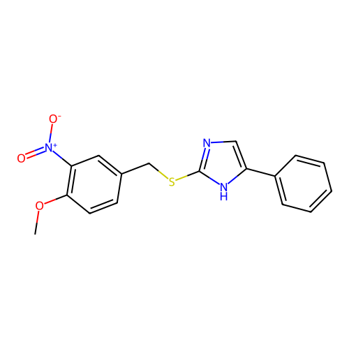 2-({3-nitro-4-methoxybenzyl}sulfanyl)-4-phenyl-1H-imidazole structure