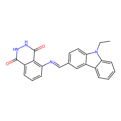 5-{[(9-ethyl-9H-carbazol-3-yl)methylene]amino}-2,3-dihydro-1,4-phthalazinedione structure
