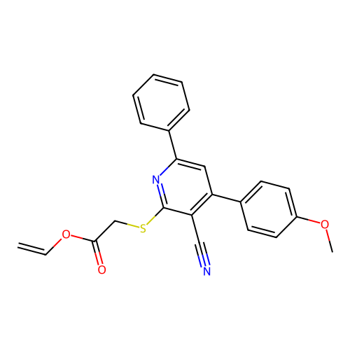 Ethenyl {[3-cyano-4-(4-methoxyphenyl)-6-phenylpyridin-2-yl]sulfanyl}acetate structure