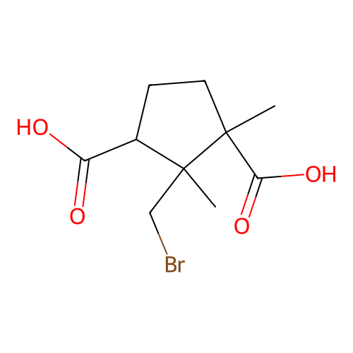 2-(Bromomethyl)-1,2-dimethylcyclopentane-1,3-dicarboxylic acid structure