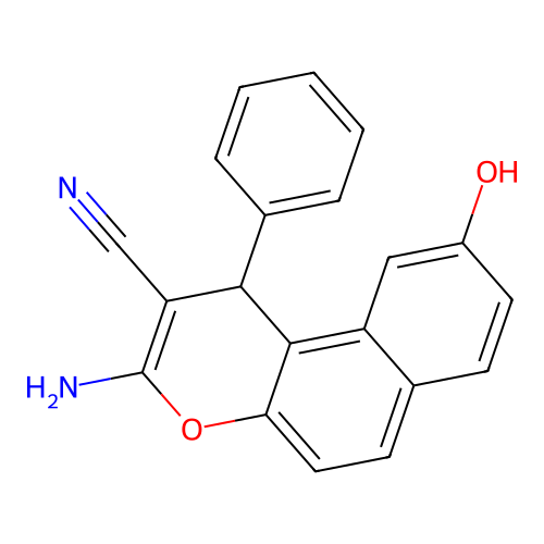 3-amino-9-hydroxy-1-phenyl-1H-benzo[f]chromene-2-carbonitrile structure