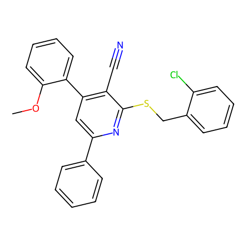 2-[(2-Chlorobenzyl)sulfanyl]-4-(2-methoxyphenyl)-6-phenylpyridine-3-carbonitrile structure