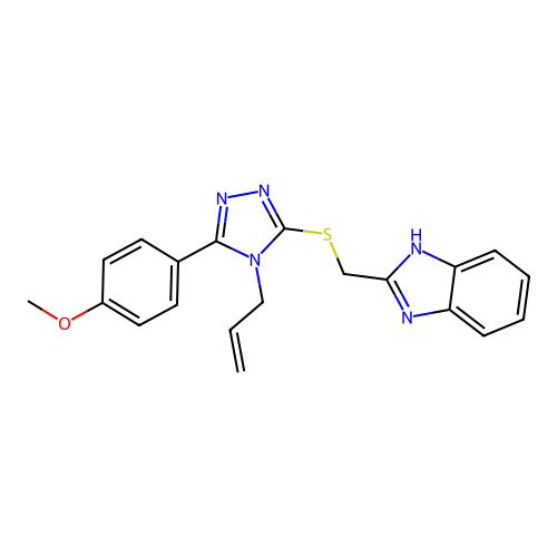 2-(((4-allyl-5-(4-methoxyphenyl)-4H-1,2,4-triazol-3-yl)thio)methyl)-1H-benzo[d]imidazole structure